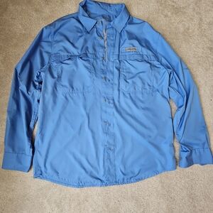 FIELD & STREAM 1871 MEN'S VENTED LONG SLEEVE BLUE FISHING SHIRT - SIZE L 0163